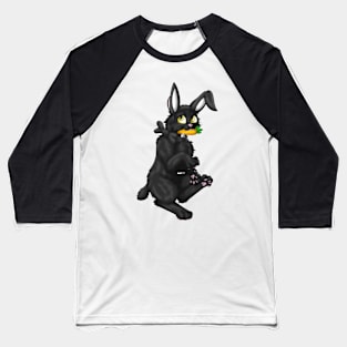 Bobtail BunnyCat: Black (Black) Baseball T-Shirt